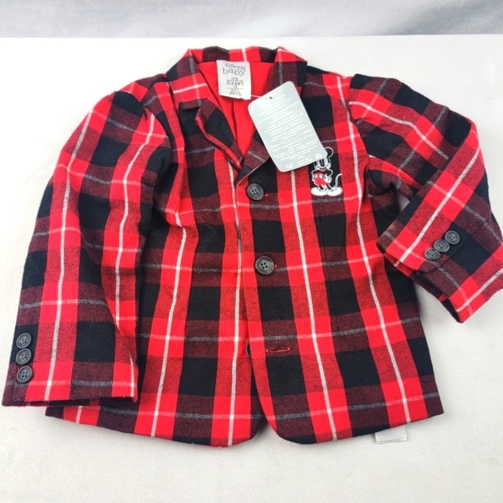 NWT Disney Baby Mickey Mouse plaid blazer sportscoat 18-24 months